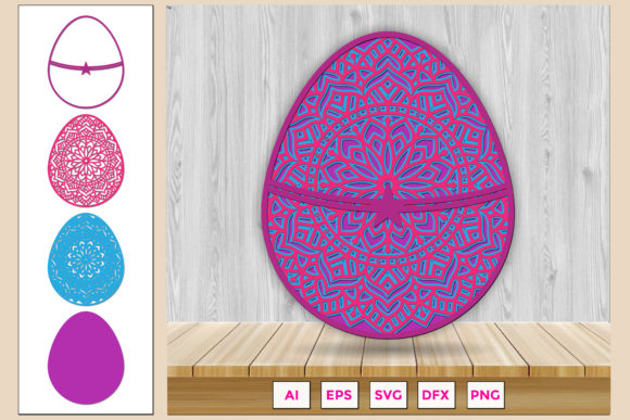 3D Layered Easter Egg Mandala SVG for Spring Laser Cutting
