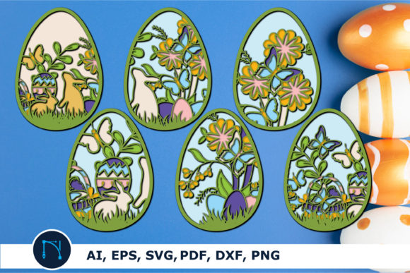 3D Layered Egg Bundle SVG for Laser Cutting Spring Projects