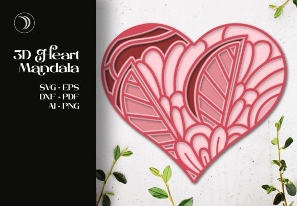 3D Layered Heart Mandala SVG: Laser Cutting for Valentine’s Day