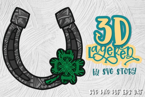 3D Layered Horseshoe SVG for Laser Cutting Signs