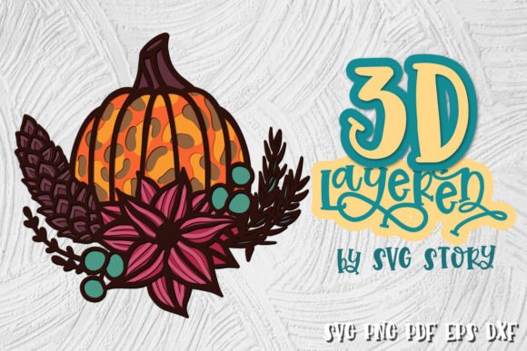 3D Layered Pumpkin 06 Thanksgiving SVG: Laser Cutting Ornaments