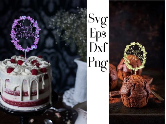 A Glittering Birthday Cake Topper Design for Laser Cutting Projects