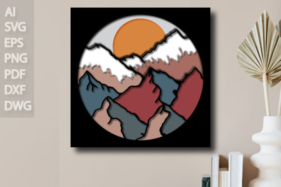 A Mountain Design for Laser Cut Branding & Shadow Boxes