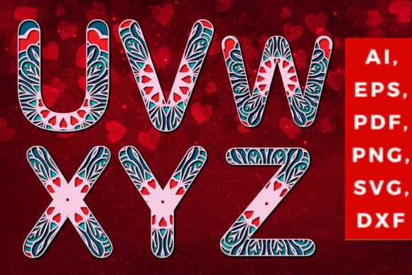 Alphabet U to Z Letter Valentine 3D SVG Review