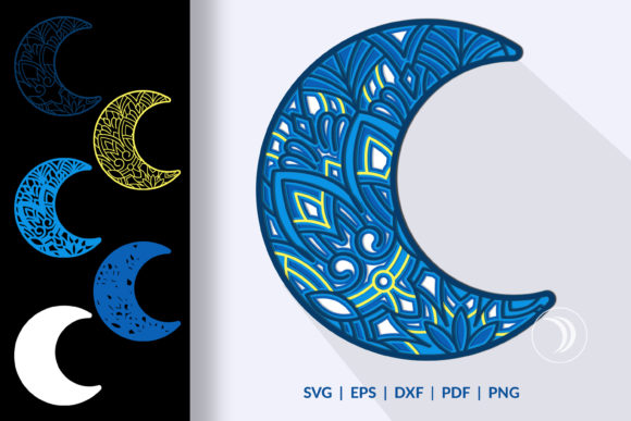 Crescent Moon Mandala 3D Laser Cutting SVG File for Ornaments