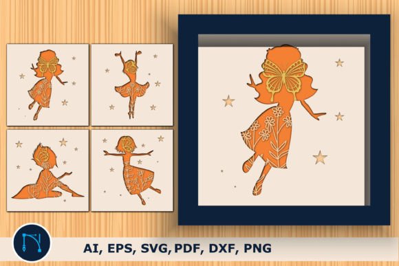 Fairy Butterfly Shadow Box SVG Bundle for Laser Cutting