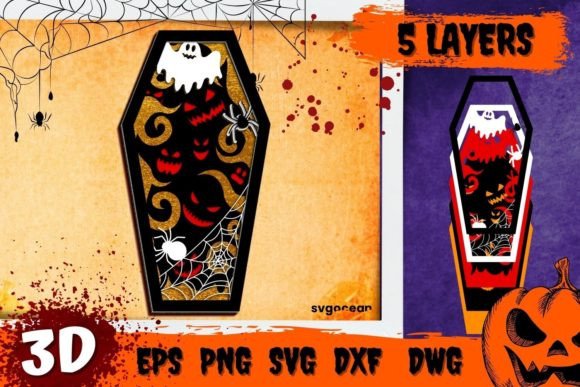 Ghost Coffin 3D SVG: A Laser Cutting Gem for Autumn Designs