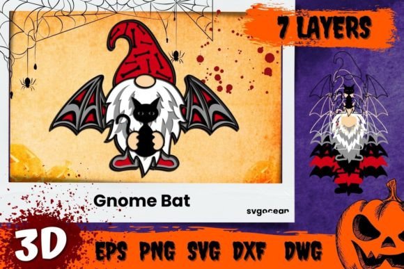 Gnome Bat 3D SVG: Laser Cutting Autumn Magic