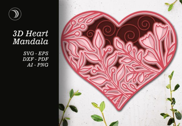 Heart Mandala Laser Cut Files for Valentine's Day