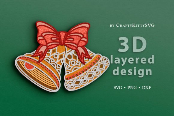 Jingle Bells 3D Layered SVG for Winter Laser Cutting