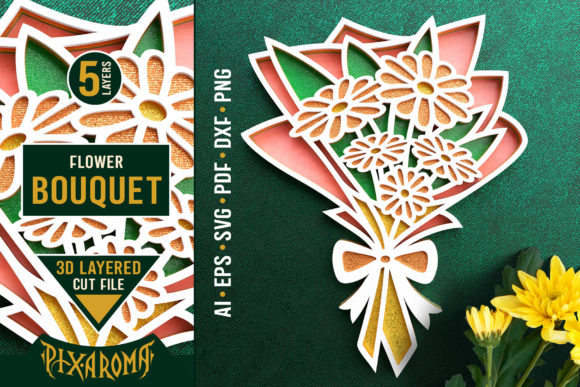 Laser Cutting Wedding: Flower Bouquet 3D Layered SVG Cut File