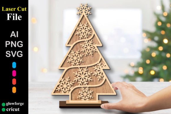 Standing Christmas Tree Decor 3D SVG: Winter Laser Cutting
