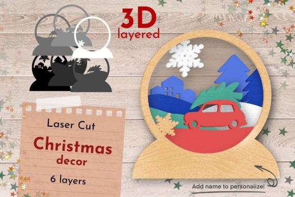 Winter Laser Cut Files for a Festive Christmas Snow Globe